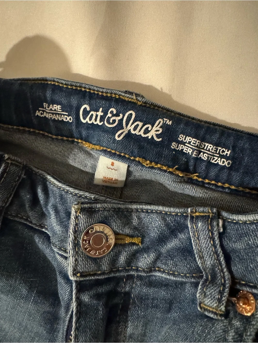 Cat & Jack Blue Flare Jeans with Distressed Knee